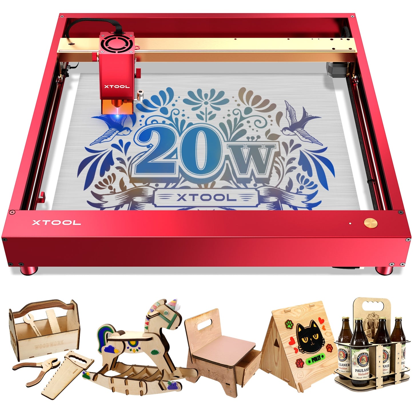 XTool D1 Pro 20W Machine De Découpe/gravure Laser .Outils avec RA2 Pro 4-en-1 Rotatif DIY Cutter Portable