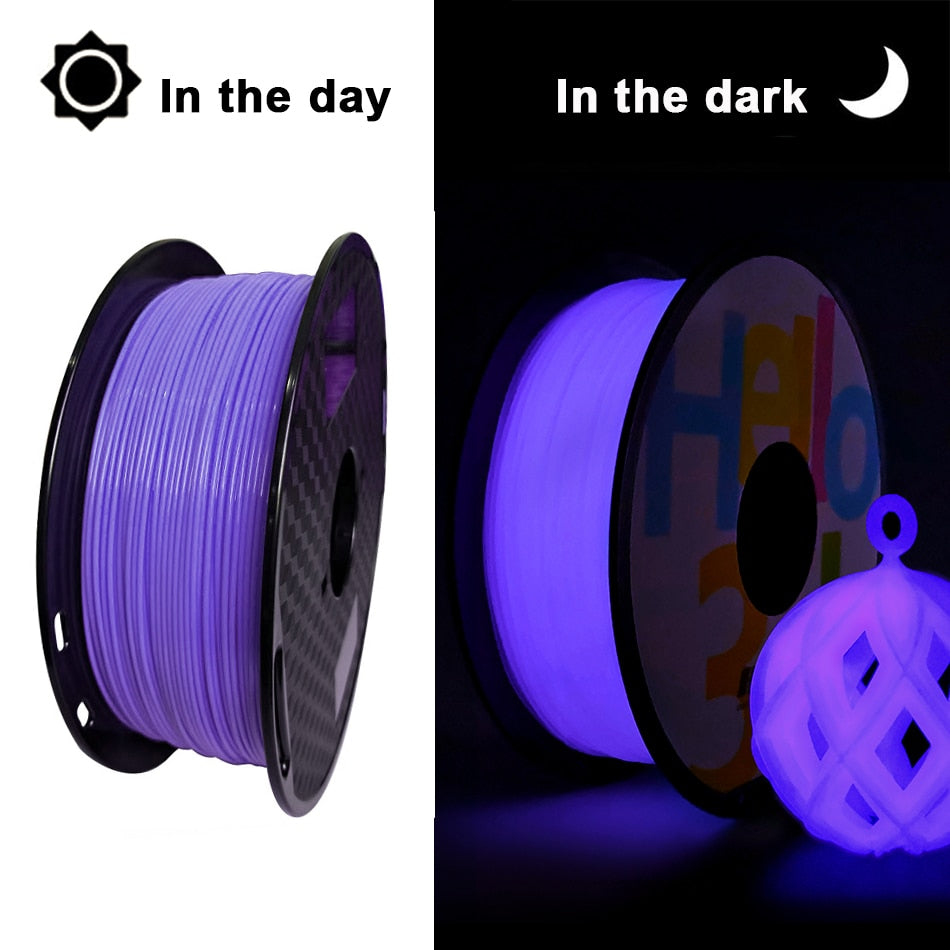 Filament PLA phosphorescent Noctilucous Vert,Bleu,Arc-en-ciel