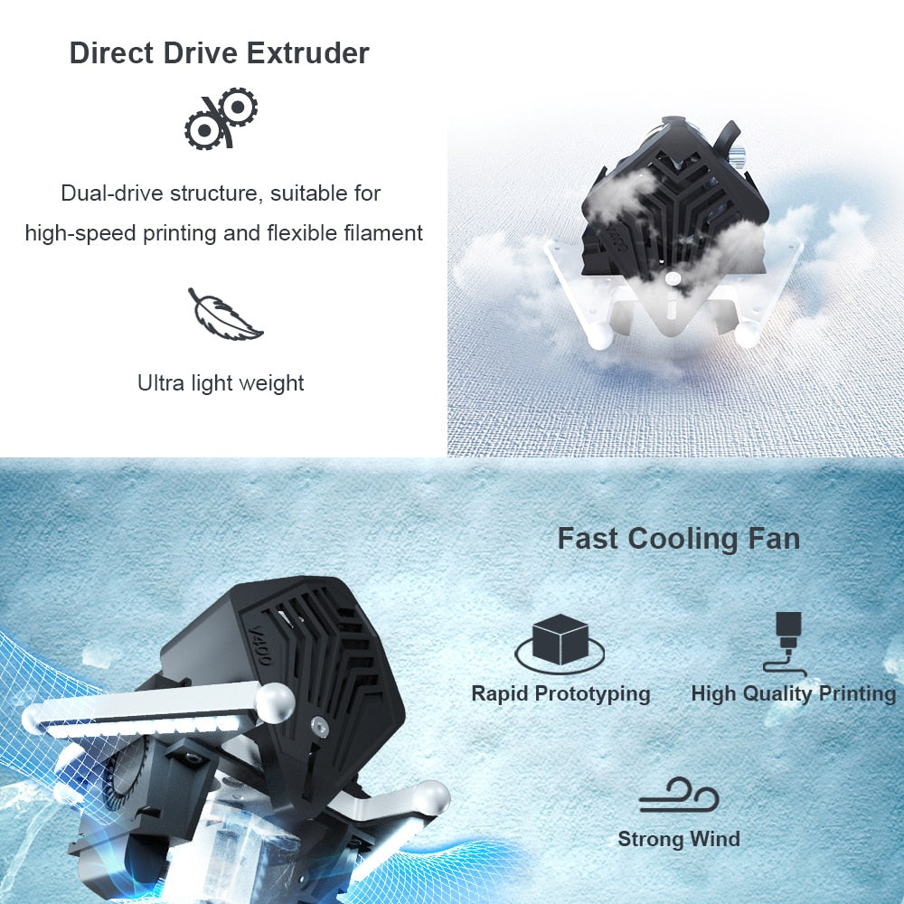 FLSUN V400 Imprimante 3D Delta FDM 400mm/s Logiciel de support:système flsun 1.0 φ300mm*300mm*410mm Extrudeuse à entraînement direct