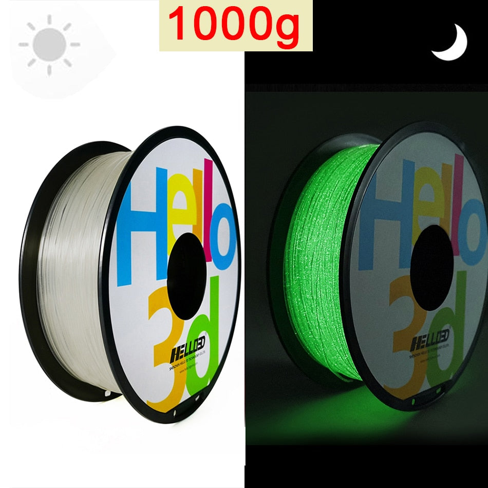 Filament PLA phosphorescent Noctilucous Vert,Bleu,Arc-en-ciel