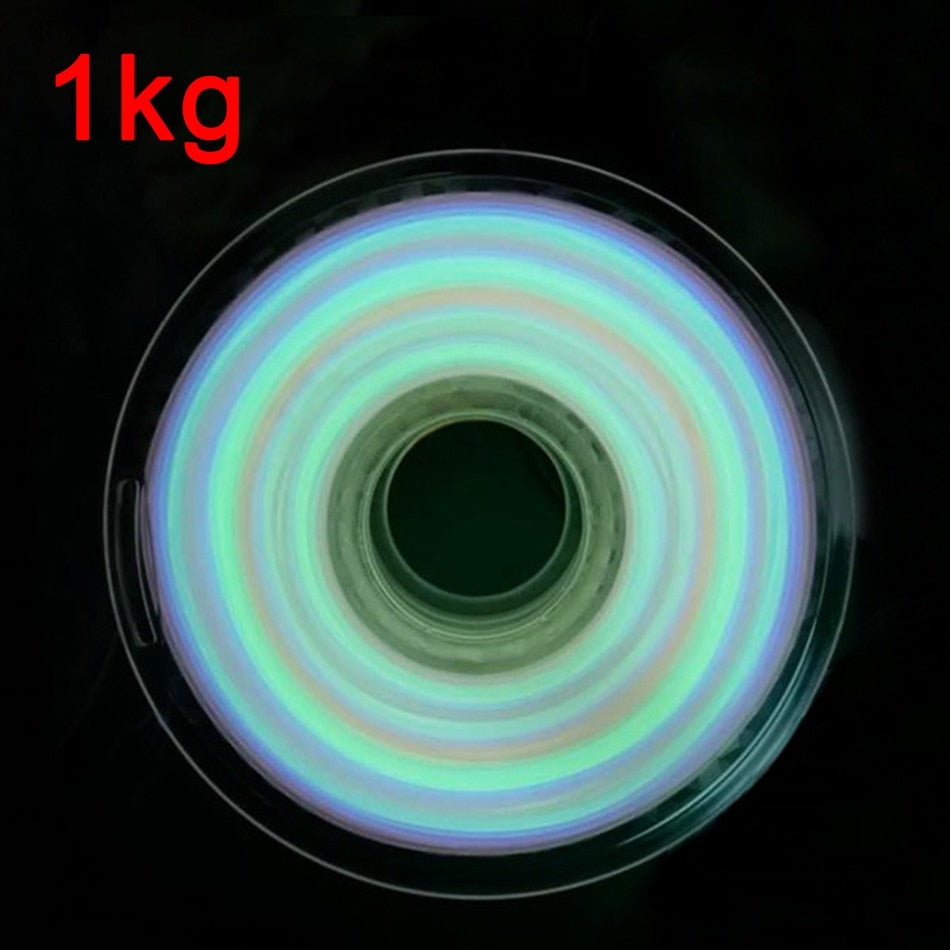 Filament PLA phosphorescent Noctilucous Vert,Bleu,Arc-en-ciel
