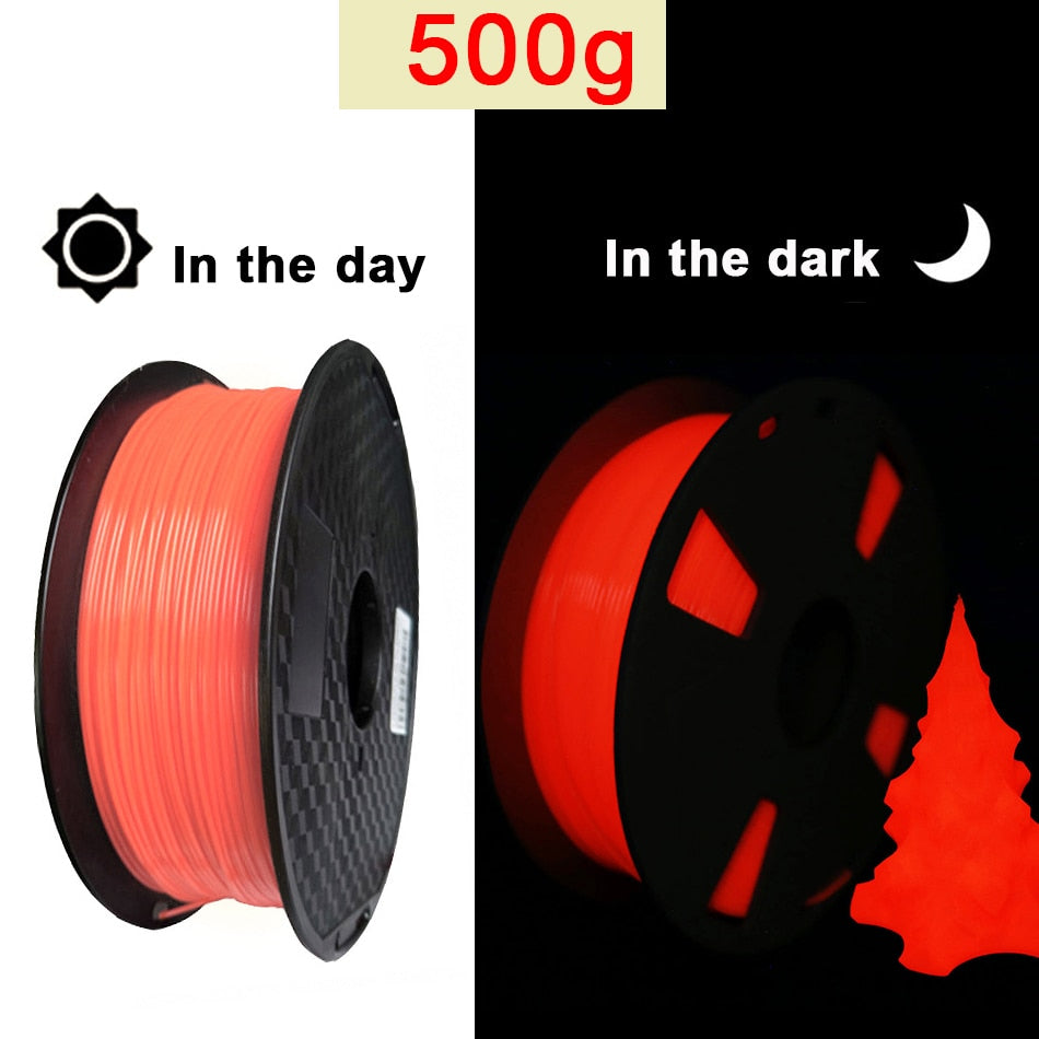 Filament PLA phosphorescent Noctilucous Vert,Bleu,Arc-en-ciel