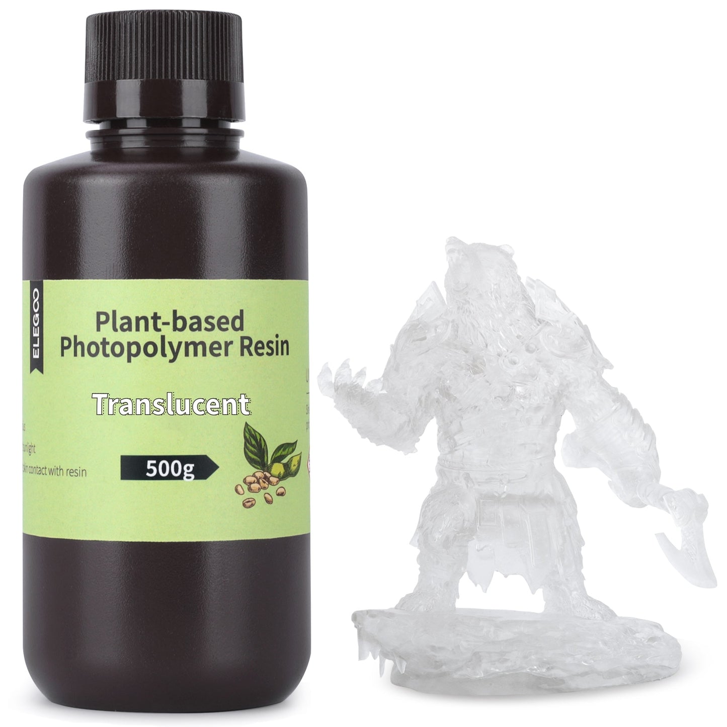 ELEGOO résine d'imprimante 3D à base de plantes transparente 405nm résine UV pour imprimante 3D LCD impression écologique de type ABS odeur légère 500g