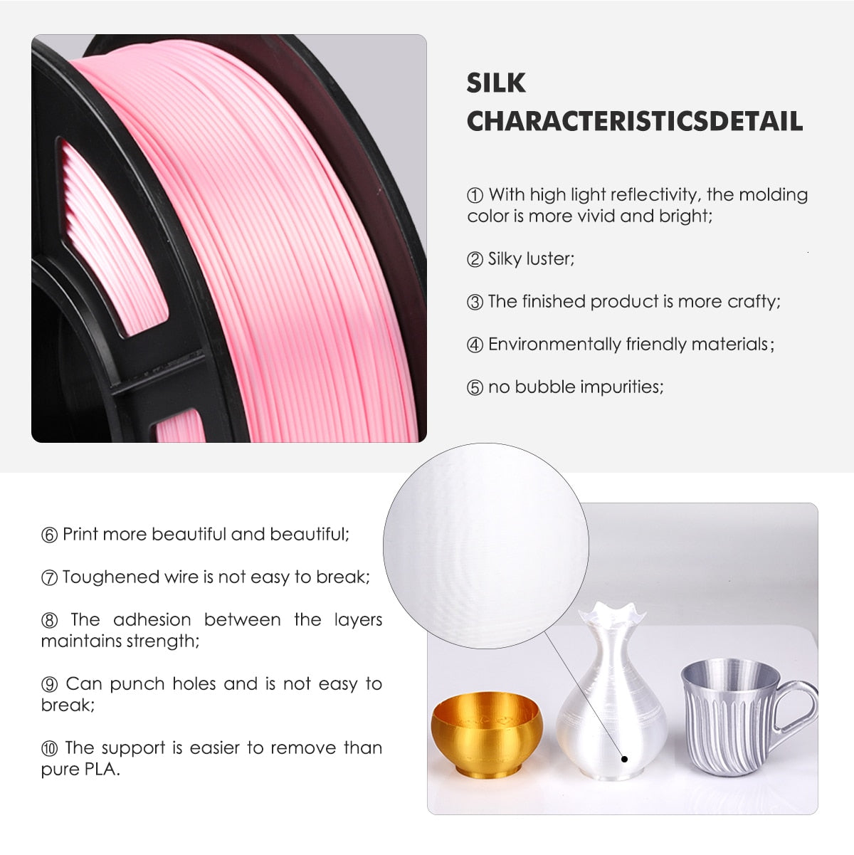 SUNLU PLA SILK Filament 1.75 mm 1KG/330M