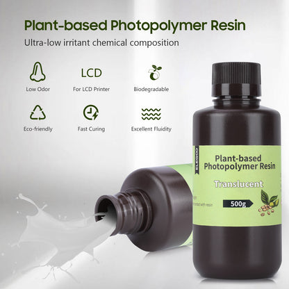 ELEGOO résine d'imprimante 3D à base de plantes transparente 405nm résine UV pour imprimante 3D LCD impression écologique de type ABS odeur légère 500g